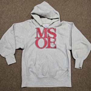 Vintage 80s Champion Reverse Weave Hoodie Large USA Made Gray Sweatshirt MSOE